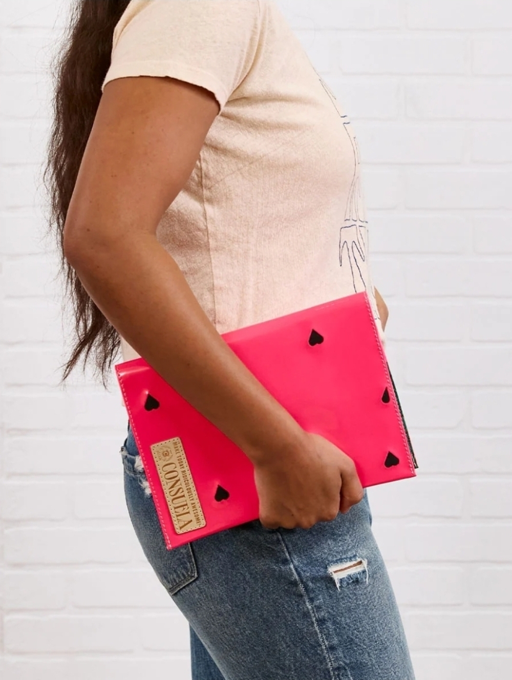 Consuela Joan Neon Pink Heart Book Cover NWT